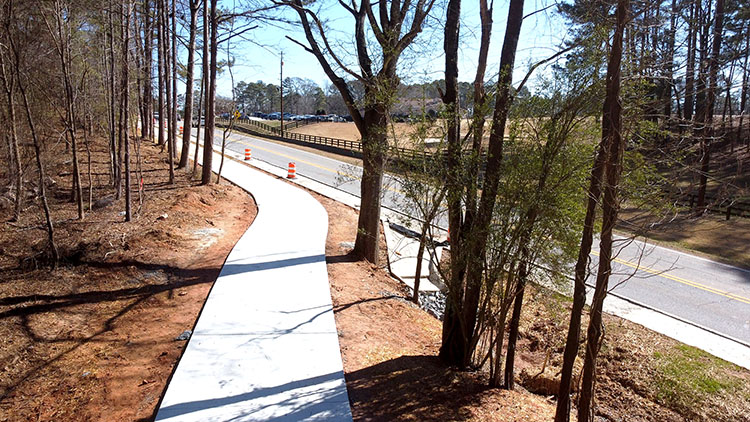 Aerial view of the Old Alabama Road trail